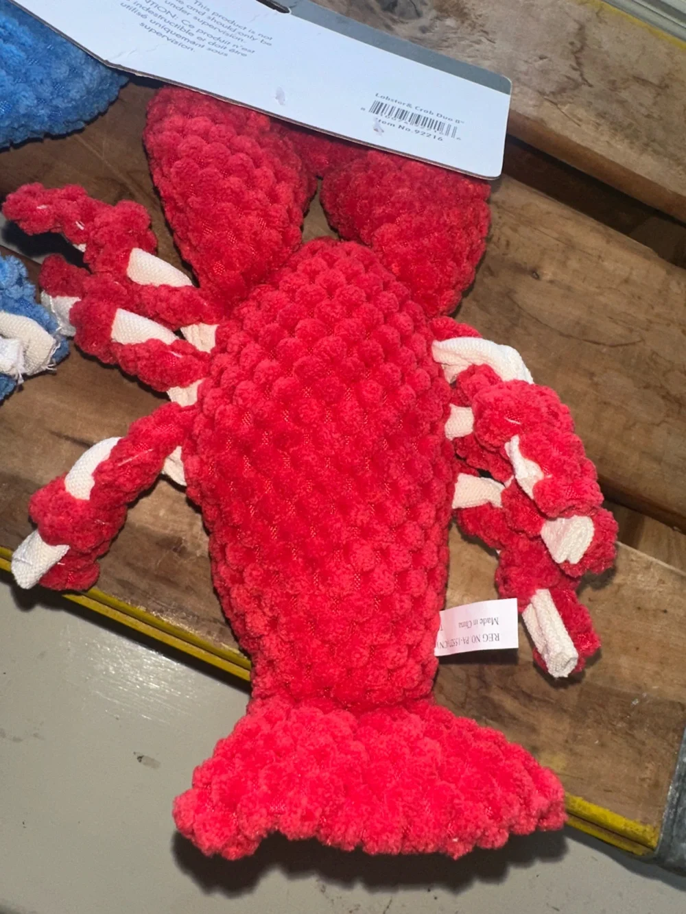 Patchwork Pet Snuggler Plush Dog Toys - Blue Crab & Red Lobster~ New